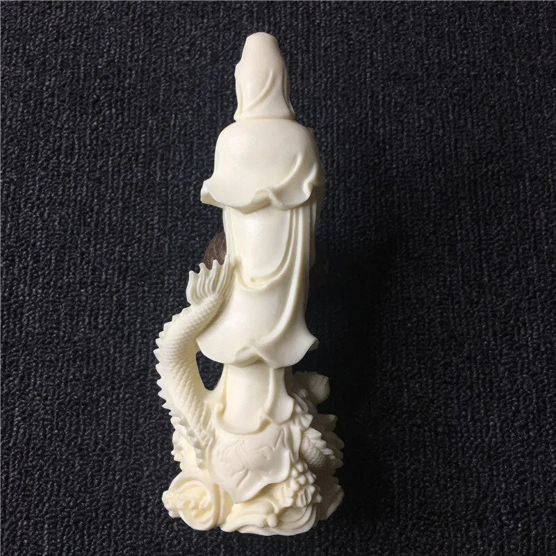 White Dragon Guanyin Statue 17cm