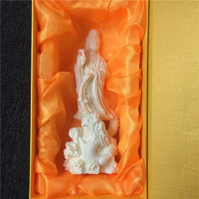 White Dragon Guanyin Statue 17cm